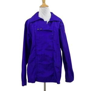 Vintage Obermeyer Jacket Womens M Medium Blue Snap Buttons Big Top Lightweight